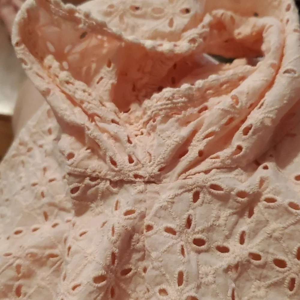 Everly Crop Top Womens Size S Eyelet Lace Pink summer Whimzie Cotton